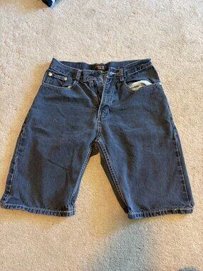 Street rules black denim shorts